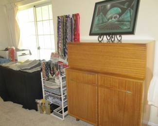 So many ties! Museum Artifact, political, holiday and more! Original Sci Fi art, MCM Brown Saltman John Keal tall dresser