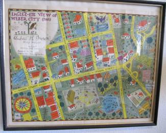 Eagle Eye View of Weber City with original letter (1940s mail in for map)