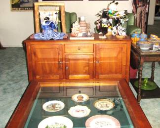 Ethan Allen Country Crossing display coffee table and cabinet