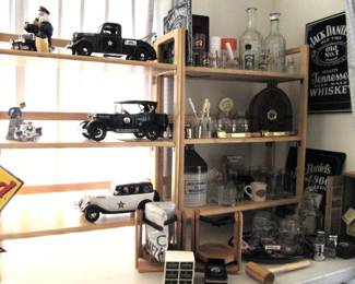 Jack Daniels collectibles, Jim Beam Police truck empty decanters