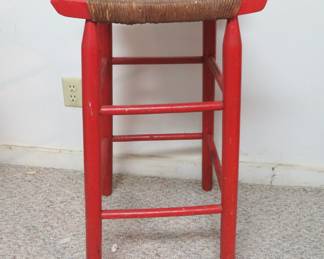 rush seat red stool