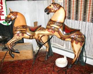 Vintage wooden horses for Carousel 