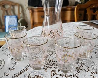 Mid century juice set Libbey glass