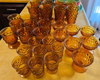 Fostoria American amber glassware