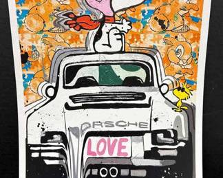 Death NYC Signed Numbered Print  Snoopy, Porsche, Tag Heuer  Dated  Stamped 