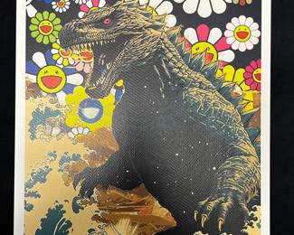 Death NYC Signed Numbered Print  Kanagawa Wave, Godzilla  Dated  Stamped