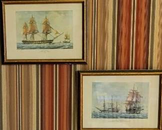 2 Francois Roux Prints Of French Navy Ships The Napoleon And Didon 
