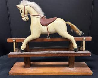 Vintage Miniature Wooden Glider Horse Toy