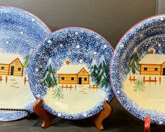 Cooks Bazaar Holiday Mountain Lodge Plates  Bowls