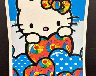 Death NYC Signed Numbered Print  Hello Kitty, Hearts  Dated  Stamped