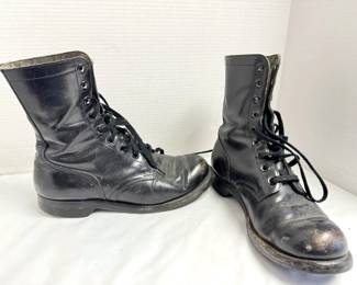 Military Leather Combat Boots, Issued 1963 Vietnam Era Size 9R