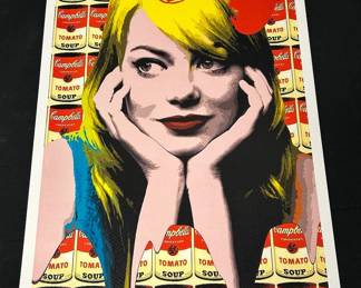 Death NYC Signed Numbered Print  Emma Stone, Andy Warhol Campbells Soup  Dated  Stamped