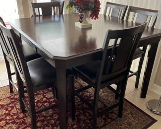 53” square dining table with 2 leaves and 8 chairs
Table - 53” square, 36” tall
$500