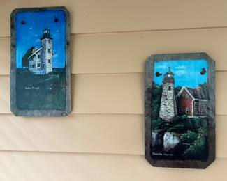 Lighthouse slate paintings by Tim Stahlman
