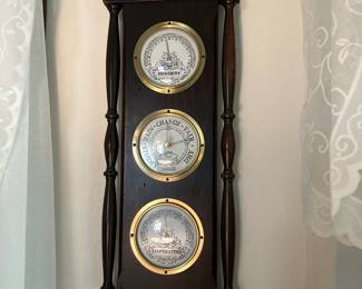 Vintage Taylor Wood Instruments Weather Station Barometer/Thermometer with Eagle Emblem