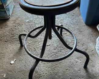 Industrial Metal Stool with Circular Foot Rest