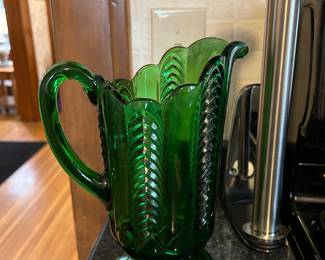 Emerald Green Herringbone Pitcher