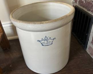 ROBINSON RANSBOTTOM BLUE CROWN STONEWARE CROCK 3 GALLON