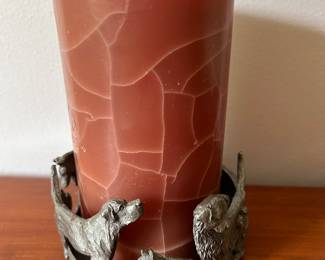 Vtg 1988 Fine Pewter Made USA Scents&accents Dog Candle Holder