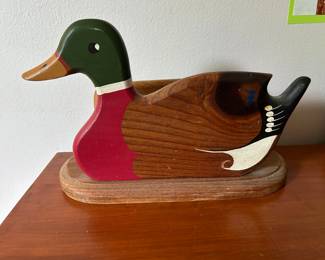 Wood Mallard Duck Napkin Letter Decor Handmade by Phil Markham Vassalboro Maine