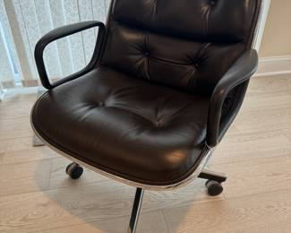 Leather Charles Pollock Executive Desk Chair for Knoll (pr)