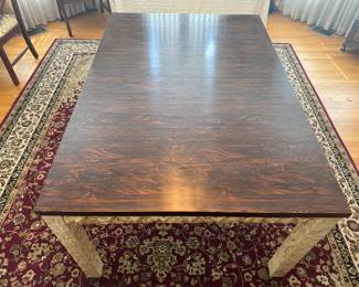 Pulaski Furniture Rectangular Brutalist Dining Table Designed by Designed by Leonard Eisen (44"W x 30"H x 63"L w/ 1 Leaf 18"L)