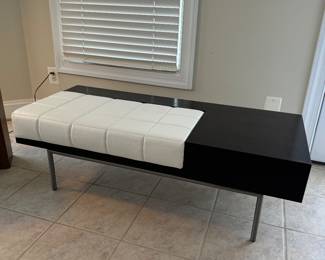 Black Wood with Leather Section Bench (20"D x 48"W x 16"H)