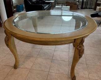 Ashley Furniture Curved Leg / Glass Top Dining Table (55"D x 29-1/2"H)