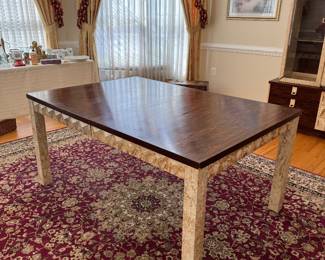 Pulaski Furniture Rectangular Brutalist Dining Table Designed by Designed by Leonard Eisen (44"W x 30"H x 63"L w/ 1 Leaf 18"L)