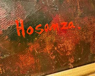 Framed Original Pasture Scene Oil on Canvas Signed Hosanza