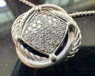 David Yurman Sterling Silver & Diamond Necklace
