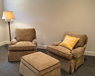 Stanford Furniture Upholstered Armchairs with Matching Ottoman