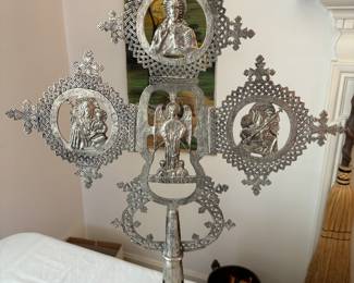 Large Ethiopian Brass Processional Cross