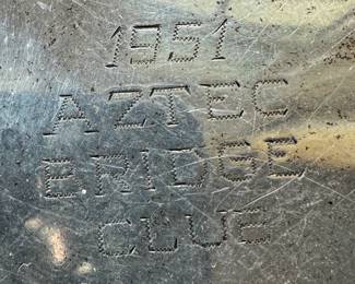 Sterling Silver Ashtray Engraved 1951 Aztec Bridge Club (122 gms)