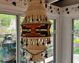 Collapsible Hand Made Crocheted Beaded Chandelier / Lamp Shade