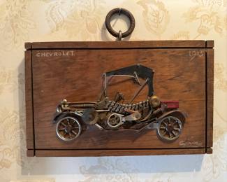Vintage 1913 Chevrolet Steampunk Wall Sculpture Signed Gendo