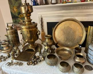 Collection of Brass including Russian Samovar & All Brass Tiffin Carrier