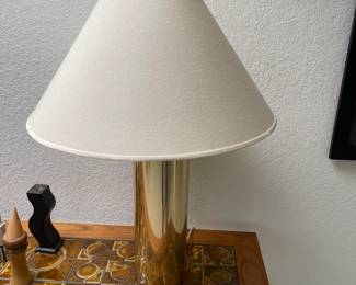 Pair of Brass Mid Century Cylinder lamps