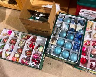 Large collection of glass ornaments, some vintage