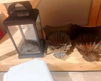 porch lantern with two wood shelfs 