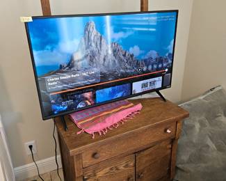 This cabinet just like the one in the garage. But without the water damage. $150. 
Smart tv 