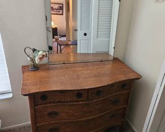 Antique tiger oak measurements in following photos
$200.00 Mirror doesn't officially go with it, but if you like it, you can have it