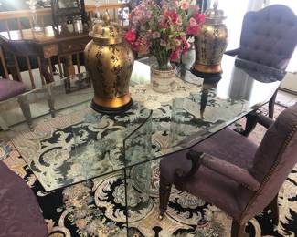 Glass Dining Room Table with Glass Base