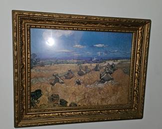 Vincent Van Goh “Wheat Fields With Reaper” Print w/Vtg Gold Frame!
