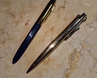 Stratford Warwick Navy Blue/Gold Fountain Pen, Ronson Penciliter Gold Filled!
