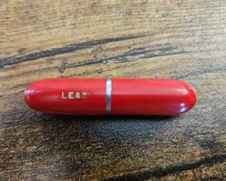 Vintage Red Plastic Pill Shaped Lead Container!! 