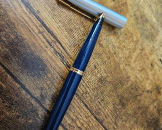 Vtg. Parker Vacuumatic Midnight Blue Body Chrome Cap Gold Clip Fountain Pen!