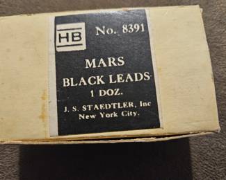 Vtg. HB No. 8391 Mars Black Leads, JS Staedtler, Inc. USA, Box of 11 Tubes (up to 12 leads per tube)