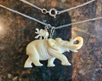 Carved Elephant & Baby Pendant!
