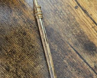 Antique Victorian Ornate Gold Retractable Pencil Mechanical Fill Jeweled Top!